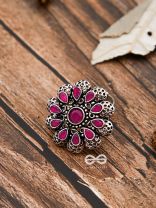 The Scarlett Ring (Adjustable) - Ruby-Red - The Embellished Oxidised Collection