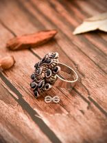 The Charlize Ring (Adjustable) - Onyx Black - The Embellished Oxidised Collection