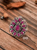 The Meryl Ring (Adjustable) - Ruby-Red - The Embellished Oxidised Collection
