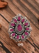 The Meryl Ring (Adjustable) - Ruby-Red - The Embellished Oxidised Collection