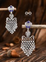 The Cute Mesh Earrings (Sapphire Blue) - The Embellished Oxidised Collection