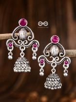 The Curved Artwork - Embellished Oxidised Earrings