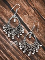 The Shimmery Florals - Oxidised Boho Earrings