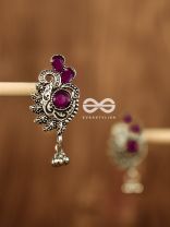 The Shimmery Motif Studs (Maroon) - Embellished Oxidised Collection