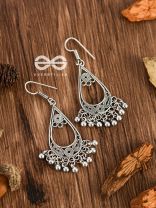 The Tribal Droplet Danglers - Oxidised Boho Earrings