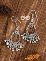 The Tribal Droplet Danglers - Oxidised Boho Earrings