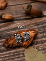 The Oxidised Owl Tiny Trinket Earrings - Silver
