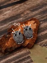 The Oxidised Owl Tiny Trinket Earrings - Silver