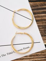 The Elegant Shimmer Triple Layered Hoops - Golden