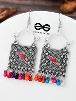 The Embellished Trunk - Oxidised Boho Earrings - Multicolour