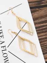 The Shimmery Rhombus - Golden Elegant Earrings