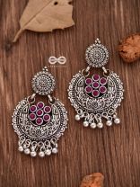 The Peppy Touch - Oxidised Boho Earrings (Dark Pink)