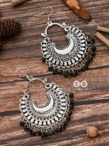 The Motif Moon - Oxidised Chandbali Earrings (Black)