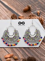 The Motif Moon - Oxidised Chandbali Earrings (Multi Color)