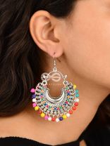 The Motif Moon - Oxidised Chandbali Earrings (Multi Color)