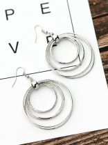 The Shimmery Circles - Silver Elegant Earrings