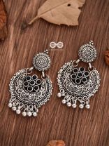 The Peppy Touch - Oxidised Boho Earrings (Black)