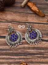 The Peppy Touch - Oxidised Boho Earrings (Blue)