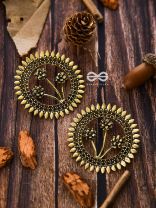 The Artsy Bohemian Sun - Oxidised Boho Earrings (Golden)