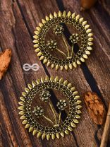 The Artsy Bohemian Sun - Oxidised Boho Earrings (Golden)