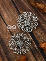 The Silver Emblem Studs - Oxidised Boho Earrings