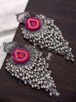 The Bohemian Jhaalar Statement Makers (Orange-Pink) - The Embroidered Oxidised Collection