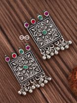 A Floral Ecstasy (Multicolour) - Embellished Oxidised Earrings