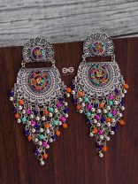 The Multi-Layered Beaded Jhaalar (Multicoloured) - Embroidered Oxidised Collection