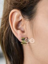 The Owl on a branch Studs (Golden) - Tiny Trinket Earrings
