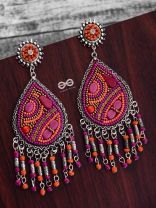The Mesmerising Intricacy (Orange- Pink) - Embroidered Oxidised Collection