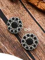 The Bling Button Studs - Onyx Black - Tiny Trinket Earrings