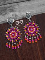 The Delightful Dreamy Danglers (Orange-Pink)- The Embellished Oxidised Collection