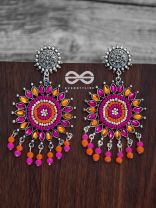 The Delightful Dreamy Danglers (Orange-Pink)- The Embellished Oxidised Collection