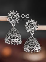 The Floral Statement Jhumkas - Oxidised Boho Earrings