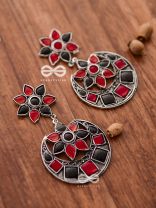 The Queen's Desire - Embellished Oxidised Danglers (Red-Black)