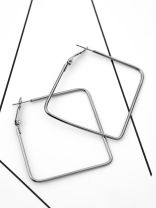 The Everyday Chic - Oversized Rectangle Hoops - Dark Grey