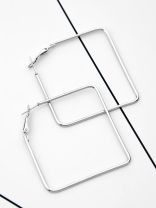 The Everyday Chic - Oversized Rectangle Hoops - Silver