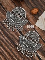 The Intricate Moon Artwork - Oxidised Boho Earrings