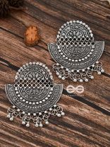 The Intricate Moon Artwork - Oxidised Boho Earrings