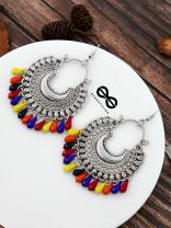 The Motif Moon Multicoloured Droplets Oxidised Boho Earrings