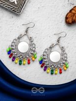 Motif Mirrors on My Ears (Multicoloured) - Oxidised Boho Earrings