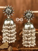 The Dangling Pearl Statement Jhumka Earrings - Oxidised Boho Earrings