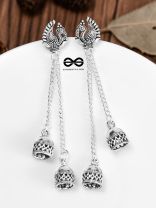 The Double Jhumki Vintage Peacock Danglers - Oxidised Boho Earrings