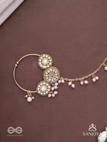 Haimavat - The Pearl Trail - Pearls And Beads Hand Embroidered Nath (Non-Piercing)