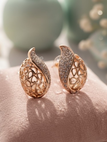 Golden Rhinestone Drop Stud Earrings