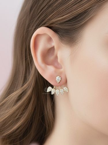 The Arctic Shrub- Golden Rhinestones Ear Jackets