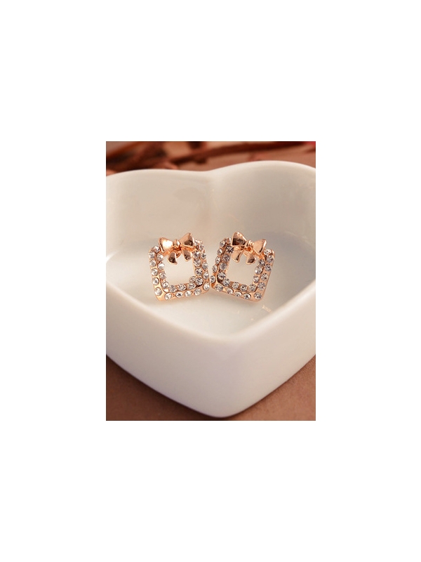 Endearing bowknot square studded earrings 