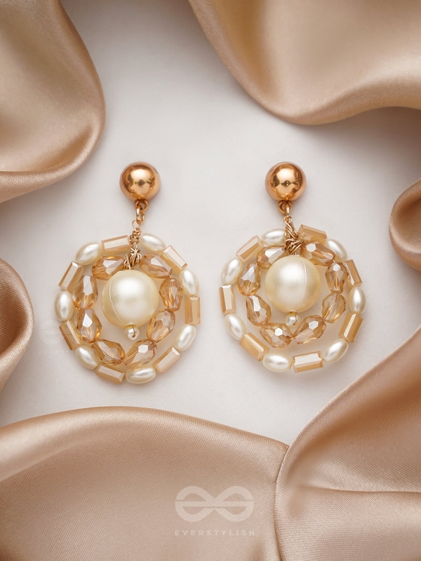 Run Rings Round- Golden Embellished Earrings