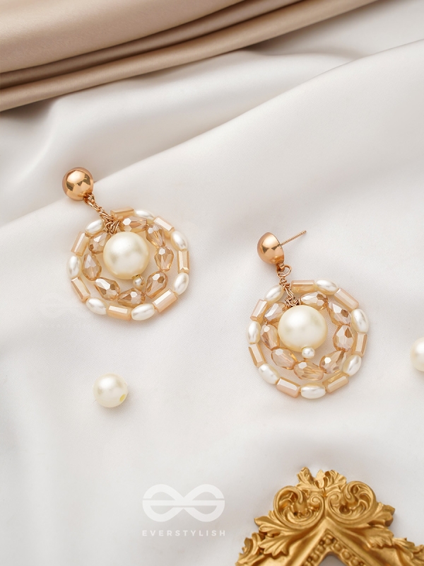 Run Rings Round- Golden Embellished Earrings
