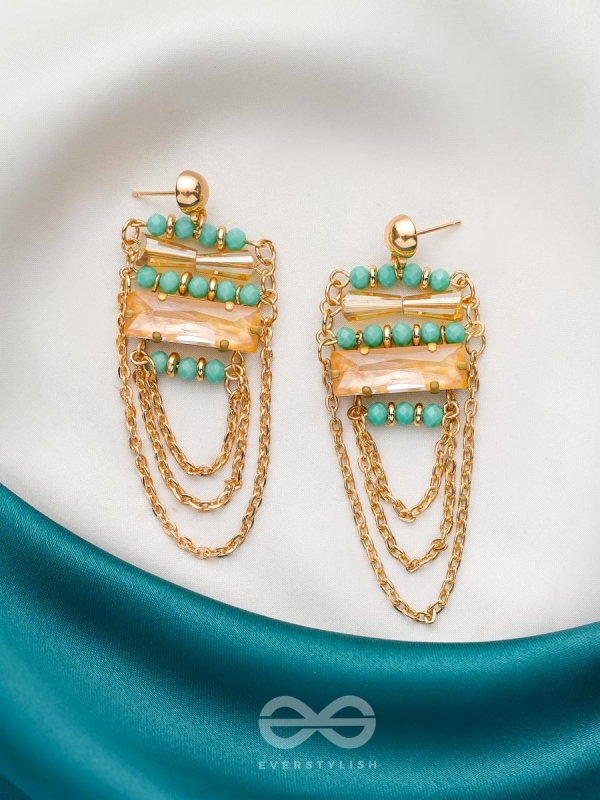 The Marigold Vines- Golden Embellished Earrings